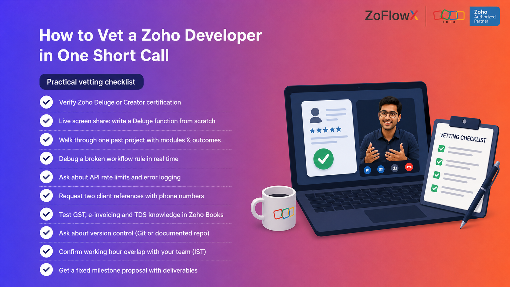 Checklist to vet a certified Zoho developer before hiring